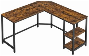 Γωνιακό τραπέζι γραφείου Burbank 120, Γωνιακό, 76x138x138cm, Καφέ, Μαύρο