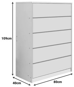 Συρταριέρα Kuanger mdf σε λευκή απόχρωση 80x40x109εκ 80x40x109 εκ.