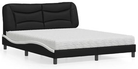 vidaXL Κρεβάτι με Στρώμα Μαύρο/Λευκό 160x200 εκ. από Συνθετικό Δέρμα