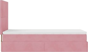 vidaXL Οθωμανικό κρεβάτι με στρώματα Ροζ 100x200cm Velvet