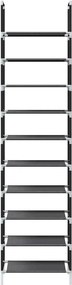 vidaXL Ράφι παπουτσιών 10 επιπέδων μαύρο 44x28x180 cm