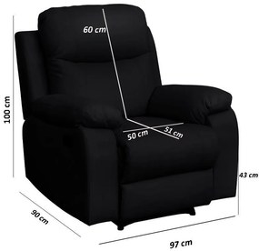 Πολυθρόνα Relax Chicago 1114 Fylliana Μαύρο Τεχνόδερμα 97x90x100 εκ. 97x90x100 εκ.