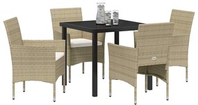 vidaXL Σέτ φαγητού για κήπο με μαξιλάρι 5 pcs Μπεζ Πολυ ράταν
