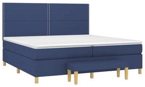 vidaXL Κρεβάτι Boxspring με Στρώμα Μπλε 200x200 εκ. Υφασμάτινο