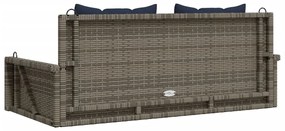 vidaXL Παγκάκι Κούνιας με Μαξιλάρια Γκρι 119 x 56 x 48 εκ. από Συνθετικό Ρατάν