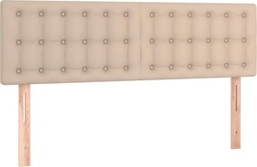 vidaXL Κρεβάτι Boxspring Στρώμα&amp;LED Καπουτσίνο 140x200 εκ. Συνθ. Δέρμα