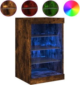 vidaXL Μπουφές με LED Καπνιστή Δρυς 41 x 37 x 67 εκ.