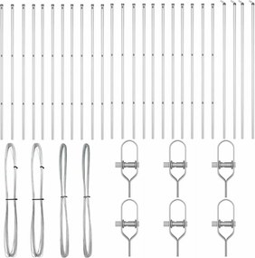 vidaXL Ενσωματωμένος Πόλος Φράχτη 26 pcs Ασημί
