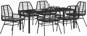 vidaXL Σέτ φαγητού για κήπο 7 pcs Μαύρο συνθετικό ρατάν