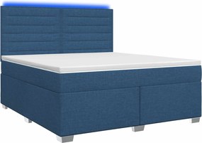 vidaXL Κρεβάτι box spring με στρώμα Μπλε 140 x 200 cm Ύφασμα