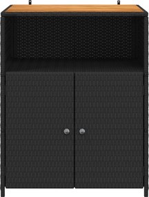 vidaXL Ντουλαπιού Μαύρο 70 x 50 x 87 εκ Πολυεστέρας και Ρόλυ Ράττεν