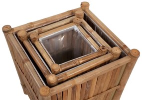 Γλάστρες Υπερυψωμένες 3 τεμ. Μπαμπού με Νάιλον Επένδυση