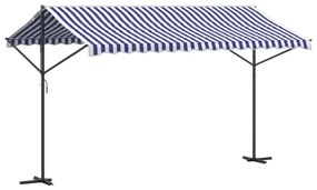 vidaXL Τέντα Μεταφερ. με Βραχίονες Μπλε/Λευκή 400x300 εκ Ύφασμα/Ατσάλι