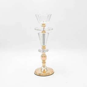 Κηροπήγιο Ρεσώ Μεταλλικό Με Γυαλί 819-00238 11x35cm Gold-Clear Estheti Home Μέταλλο,Γυαλί