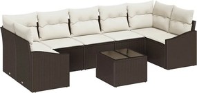 vidaXL Σετ Καναπέ 8 τμχ. Καφέ και Κρέμα συνθετικό ρατάν
