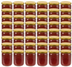 vidaXL Βάζα Μαρμελάδας 48 τεμ. 230 ml Γυάλινα με Χρυσά Καπάκια