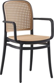 FLORENCE Πολυθρόνα PP Μαύρο, PP Rattan Μπεζ, Στοιβαζόμενη   1τμχ