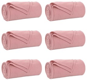vidaXL Ριχτάρια 6 pcs Ροζ 270 x 240 cm Μαλλί