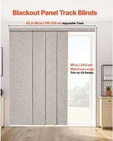 VEVOR Panel Track Blinds Extendable Track 116 cm to 218 cm W Trimmable Brown