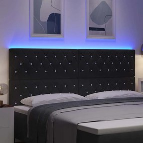 vidaXL LED κεφαλάρι Μαύρο Βελούδο