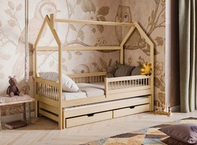 PAPI 90x190 pine children's house bed Lano Furniture