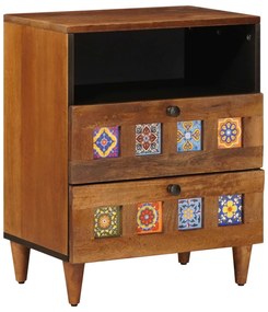 vidaXL Κομοδίνο με συρτάρι Καφέ 50 x 33 x 60 εκ Στερεό ξύλο μάνγκο