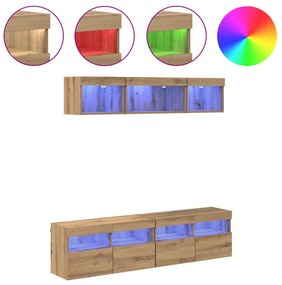 Μονάδες Τοίχου ΤV με LED Επιτοίχιο 5 pcs Artisan Oak 80 x 30 x 40 εκ