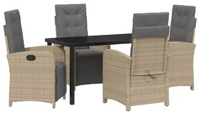 vidaXL Σέτ φαγητού για κήπο 5 pcs Μπεζ συνθετικό ρατάν