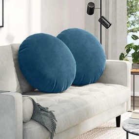 vidaXL Μαξιλάρια καθισμάτων 2 pcs Μπλε Ø60 x 21 εκ Βελούδο