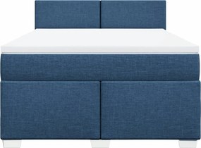 vidaXL Κρεβάτι Boxspring με Στρώμα Μπλε 140x200 εκ. Υφασμάτινο