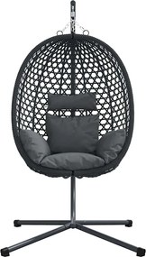 vidaXL Κρεμαστή καρέκλα αυγό Ανθρακί και μαύρο 104 x 100 x 191 εκ