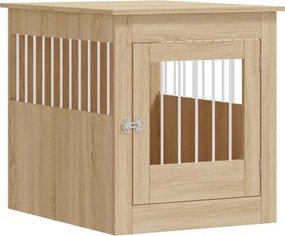 vidaXL Κλουβί Σκύλου Sonoma Δρυς 64,5 x 80 x 71 εκ. από Επεξεργ. Ξύλο