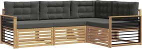 vidaXL Σειρά Καναπέ Εξωτερικού 5 pcs Άσπρο και Ανθρακί Πολυεστέρας