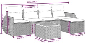 vidaXL Σετ Καναπέ Κήπου 6 τεμ. Μπεζ Συνθετικό Ρατάν με Μαξιλάρια