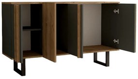 Μπουφές Amanda I σε ανθρακί-καρυδί απόχρωση 160x74x79εκ 160x74x79 εκ.