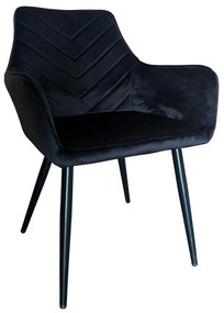 Καρέκλα Τραπεζαρίας ArteLibre FLORITA Μαύρο Βελούδο/Μέταλλο 55x57x84cm