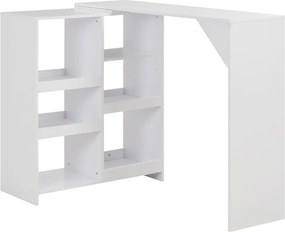 vidaXL Τραπέζι Μπαρ με Κινητό Ράφι Λευκό 138 x 39 x 110 εκ.