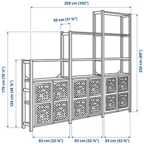 IVAR ραφιέρα με πόρτες, 259x30x226 cm 594.034.72