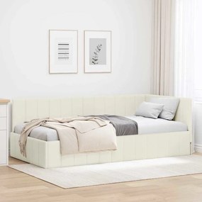 vidaXL Κρεβάτι Γωνίας με κεφαλάρι Κρεμ 90 x 190 cm Βελούδο
