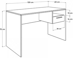 Γραφείο εργασίας Concept Megapap χρώμα ανθρακί 120x60x75εκ.