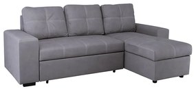 WOODWELL Ε9587,1MONTREAL-Max Nabuk Καναπές Κρεβάτι Γωνία Αναστρέψιμη με Αποθηκευτικό Χώρο, Σκούρο Γκρι 246x157xH94cm Bed:127x196cm Ε9587,1