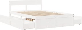 vidaXL Σκελετός Κρεβ. Χωρίς Στρώμα Λευκό 140x190 εκ Μασίφ Πεύκο