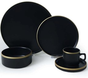 Σερβίτσιο Πιάτα Φαγητού (Σετ 20Τμχ) 275KRM2511 Black-Gold Hermia 20 τμχ Ceramic