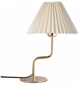 GloboStar® LIVL 204-0169 Μοντέρνο Eπιτραπέζιο Φωτιστικό Μονόφωτο 1 x E27 IP20 Χρυσό Μέταλλο με Μπεζ Ύφασμα - Μ22 x Π22 x Υ34cm