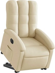 vidaXL Πολυθρόνα Ηλεκ. Ανακλινόμενη με Ανύψωση Κρεμ Υφασμάτινη
