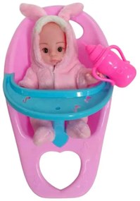 Κούκλα μωρό με καρεκλάκι φαγητού - 663 - 917395