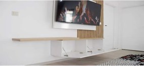 Stewehome Μοντέρνα επιτοίχια μονάδα τηλεόρασης με ντουλάπι από σανίδα μελαμίνης Λευκό 150x30x40 cm