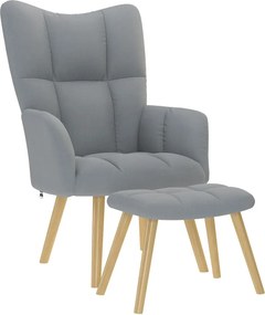 vidaXL Πολυθρόνα Relax Ανοιχτό Γκρι Υφασμάτινη με Υποπόδιο