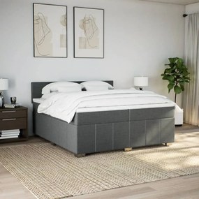 vidaXL Κρεβάτι Boxspring με Στρώμα Σκούρο Γκρι 200x200 εκ. Υφασμάτινο