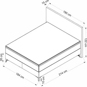 Double Bed Base &amp; Headboard Relax 180 x 200 - Beige Beige